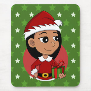 クリスマスガールの漫画のマウスパッド マウスパッド