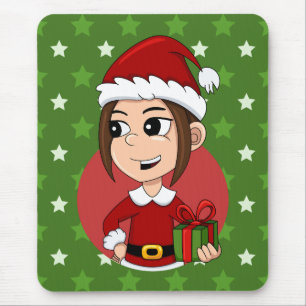 クリスマスガールの漫画のマウスパッド マウスパッド