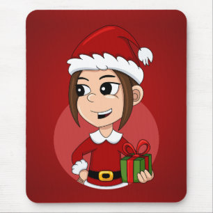 クリスマスガールの漫画のマウスパッド マウスパッド