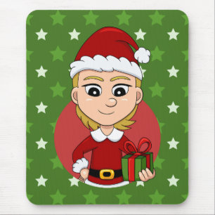 クリスマスガールの漫画のマウスパッド マウスパッド