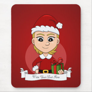 クリスマスガールの漫画のマウスパッド マウスパッド