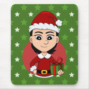 クリスマスガールの漫画のマウスパッド マウスパッド