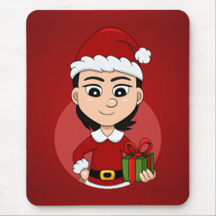クリスマスガールの漫画のマウスパッド マウスパッド