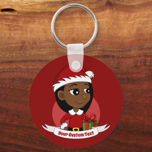 クリスマスガールの漫画キーチェーン キーホルダー (正面)