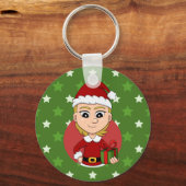 クリスマスガールの漫画キーチェーン キーホルダー (正面)