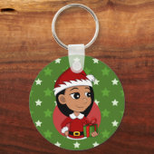 クリスマスガールの漫画キーチェーン キーホルダー (正面)