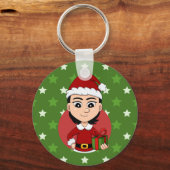 クリスマスガールの漫画キーチェーン キーホルダー (正面)