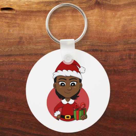 クリスマスガールの漫画キーチェーン キーホルダー (正面)