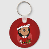 クリスマスガールの漫画キーチェーン キーホルダー (正面)