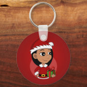 クリスマスガールの漫画キーチェーン キーホルダー (正面)