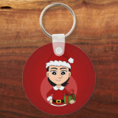 クリスマスガールの漫画キーチェーン キーホルダー (正面)