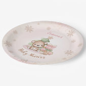 クリスマスガールの赤ちゃんシャワーを心待ちにできる ペーパープレート (アングル)