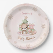 クリスマスガールの赤ちゃんシャワーを心待ちにできる ペーパープレート (正面)
