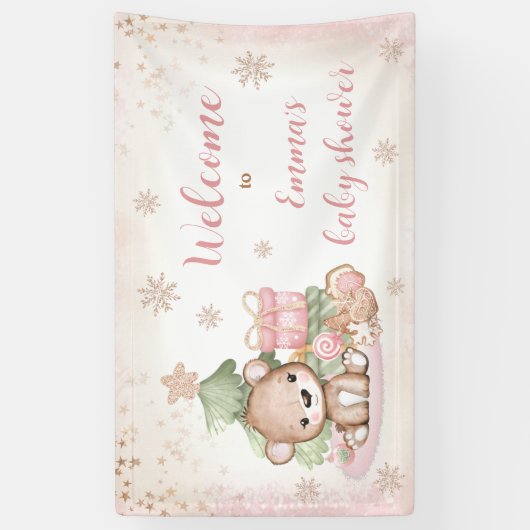 クリスマスガールの赤ちゃんシャワーを心待ちにできる 横断幕 (縦)