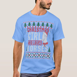 クリスマスガールは馬が好きなダサいクリスマススウェーター Tシャツ