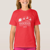 クリスマスガールパーソナライズされたズファミリー名ホリデイ Tシャツ (正面)