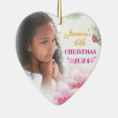 クリスマスガールパーソナライズされたフォトハートギフト セラミックオーナメント (右)