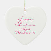 クリスマスガールパーソナライズされたフォトハートギフト セラミックオーナメント (裏面)
