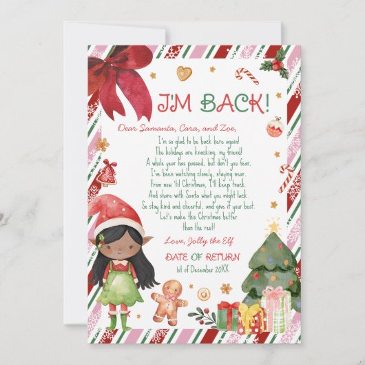 クリスマスガールレターカード 妖精からの手紙 招待状 (正面)