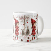 クリスマスガールレッドコートキャンディカン ジャンボコーヒーマグカップ (正面右)
