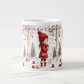 クリスマスガールレッドコートキャンディカン ジャンボコーヒーマグカップ (正面)