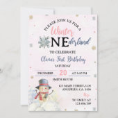 クリスマスガールワンダーランド雪だるま招待状 招待状 (正面)