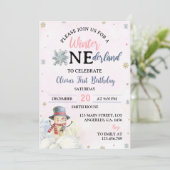 クリスマスガールワンダーランド雪だるま招待状 招待状 (スタンド正面)