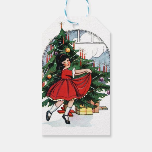 クリスマスガールヴィンテージイラストレーション ギフトタグ (裏面)