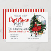 クリスマスガールヴィンテージイラストレーション 招待状 (正面/裏面)