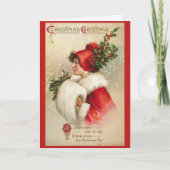 クリスマスガールヴィンテージグリーティングカード シーズンカード (正面)