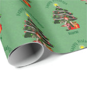 クリスマスガール小妖精や小人ツリープレゼントキュートパーソナライズされた ラッピングペーパー (ロールコーナー)
