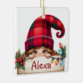 クリスマスガール格言付き名前をカスタムする セラミックオーナメント (右)