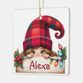 クリスマスガール格言付き名前をカスタムする セラミックオーナメント (左)