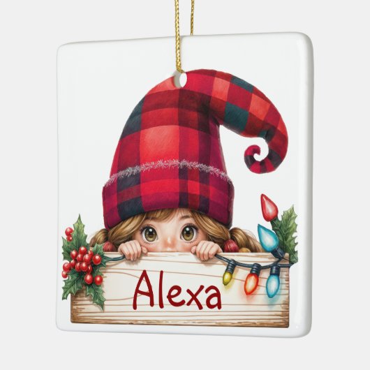 クリスマスガール格言付き名前をカスタムする セラミックオーナメント (左)