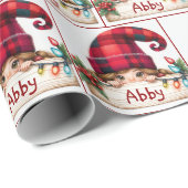 クリスマスガール格言付き名前をカスタムする ラッピングペーパー (ロールコーナー)