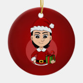 クリスマスガール漫画のセラミックオーナメント セラミックオーナメント (正面)