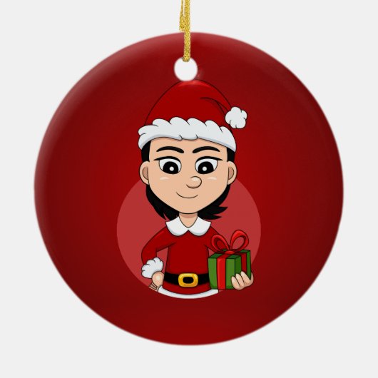 クリスマスガール漫画のセラミックオーナメント セラミックオーナメント (裏面)