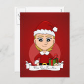 クリスマスガール漫画の休日のはがき シーズンポストカード (正面/裏面)