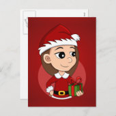 クリスマスガール漫画の休日のはがき シーズンポストカード (正面/裏面)