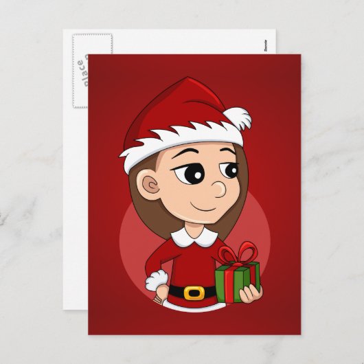 クリスマスガール漫画の休日のはがき シーズンポストカード (正面/裏面)