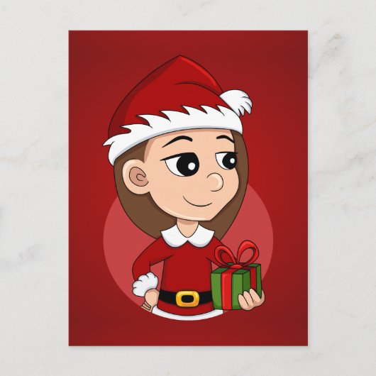 クリスマスガール漫画の休日のはがき シーズンポストカード (正面)