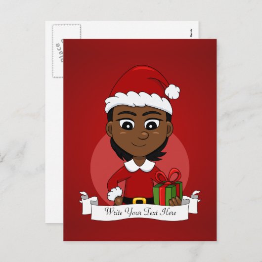 クリスマスガール漫画の休日のはがき シーズンポストカード (正面/裏面)