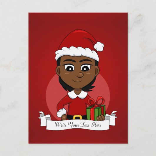 クリスマスガール漫画の休日のはがき シーズンポストカード (正面)