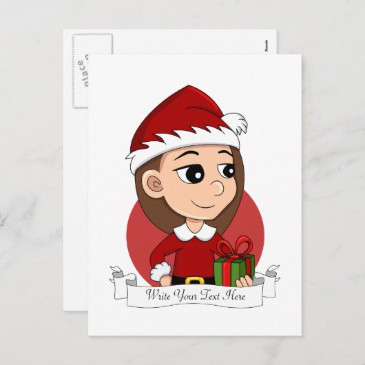 クリスマスガール漫画の休日のはがき シーズンポストカード (正面/裏面)