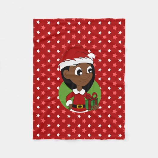 クリスマスガール漫画 フリースブランケット (正面)