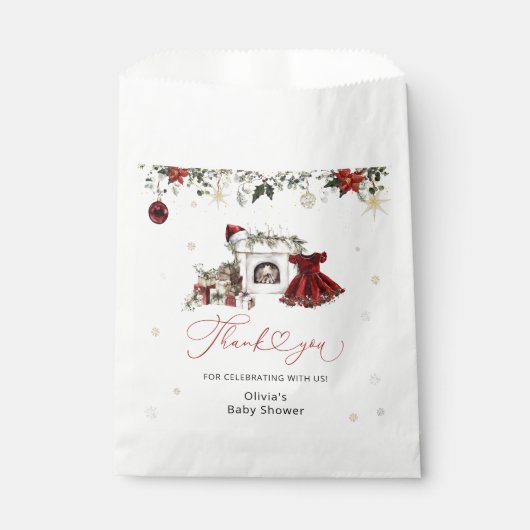 クリスマスガール赤ちゃんシャワーありがとう フェイバーバッグ (正面)