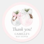 クリスマスガール赤ちゃんシャワーありがとう ラウンドシール (正面)