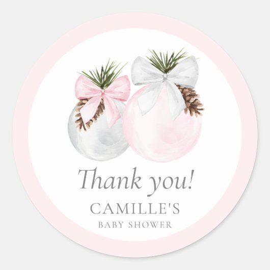 クリスマスガール赤ちゃんシャワーありがとう ラウンドシール (正面)