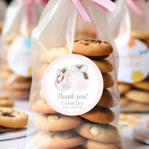 クリスマスガール赤ちゃんシャワーありがとう ラウンドシール