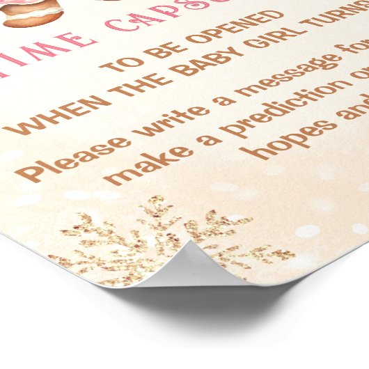 クリスマスガール赤ちゃんシャワーゲーム時間カプセルのサイン ポスター (角)